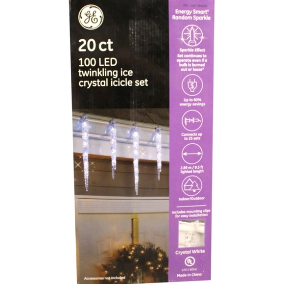 GE Holiday Ge 2 Ct 00 Led Twinkling Ice Crystal Icicle Set Poshmark